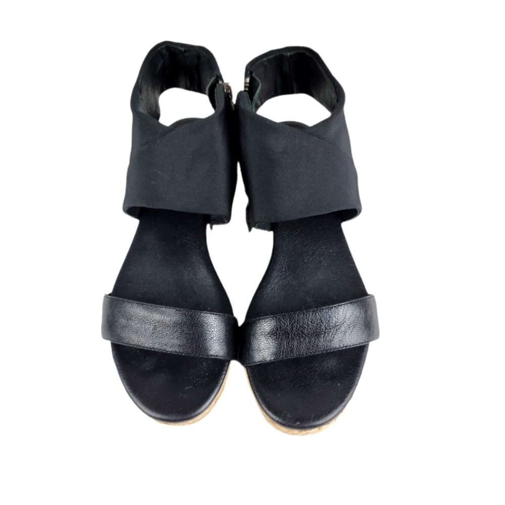Eileen‎ Fisher Black Side Zippered Espadrille Sandals